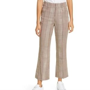NEW Re/Done 70" Womens Plaid crop flare Office Straight legs sz 25
